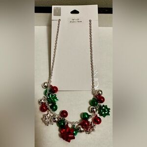 Icing Silver Necklace with Red and Green Accents